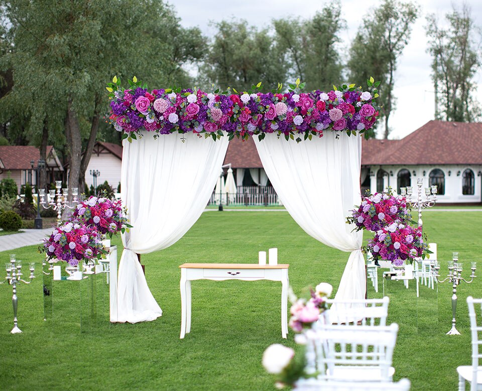 blue orange flower arrangements