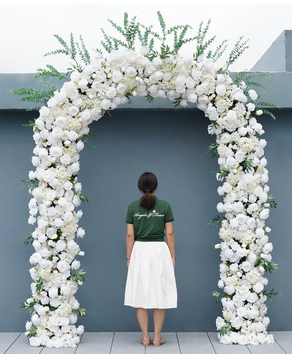 white and green faux flower arrangement8