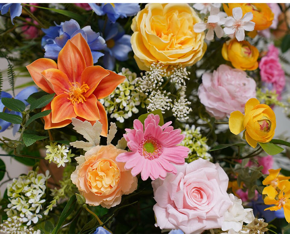 silk flower arrangements in brass vase8