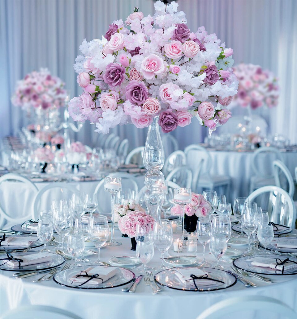 cascading flower arrangements