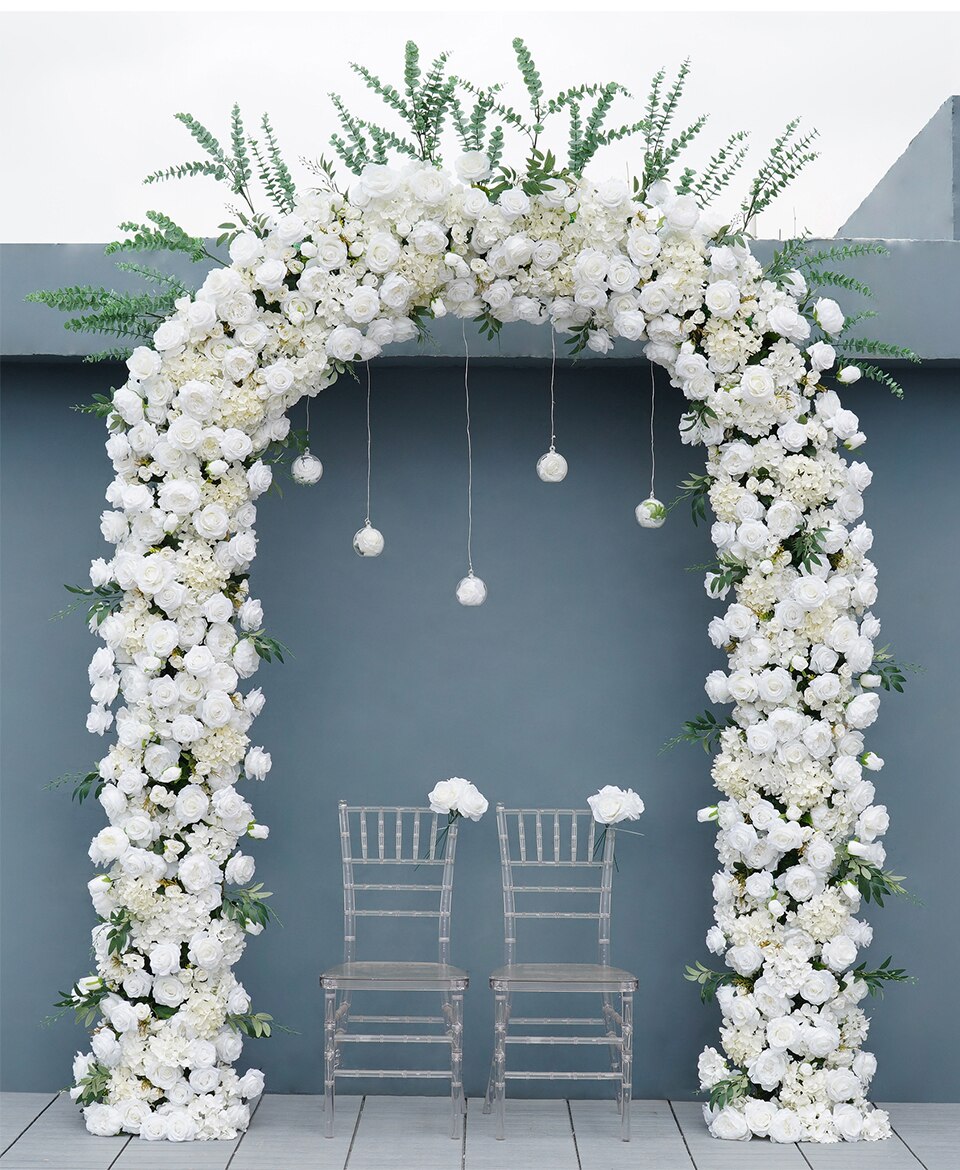 white and green faux flower arrangement4