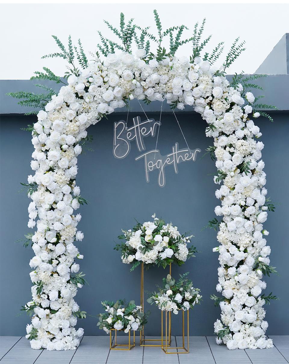 white and green faux flower arrangement1