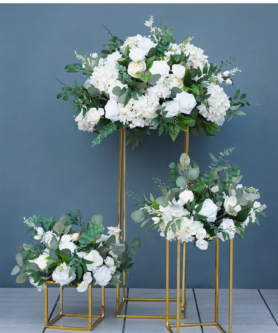 white and green faux flower arrangement10