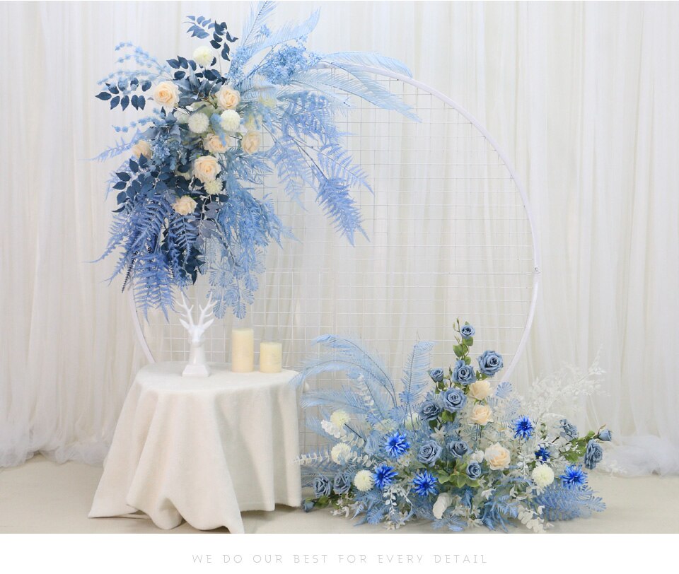 blue faux flower arrangements3